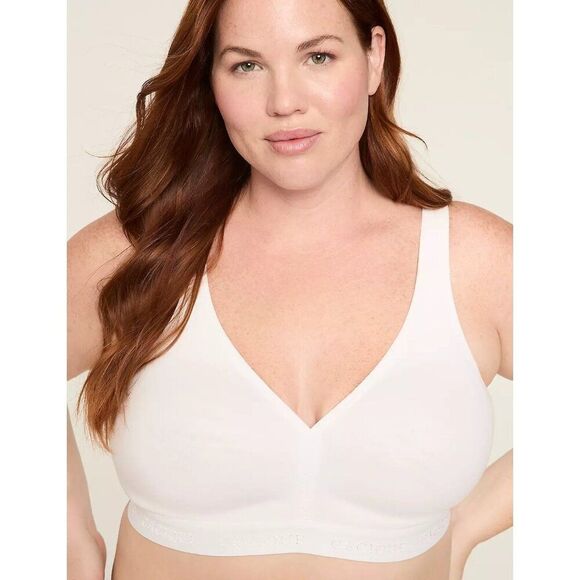 Lane Bryant Cacique Cotton Lightly Lined No-Wire Full Coverage Bra Sz 48D White - Picture 1 of 15